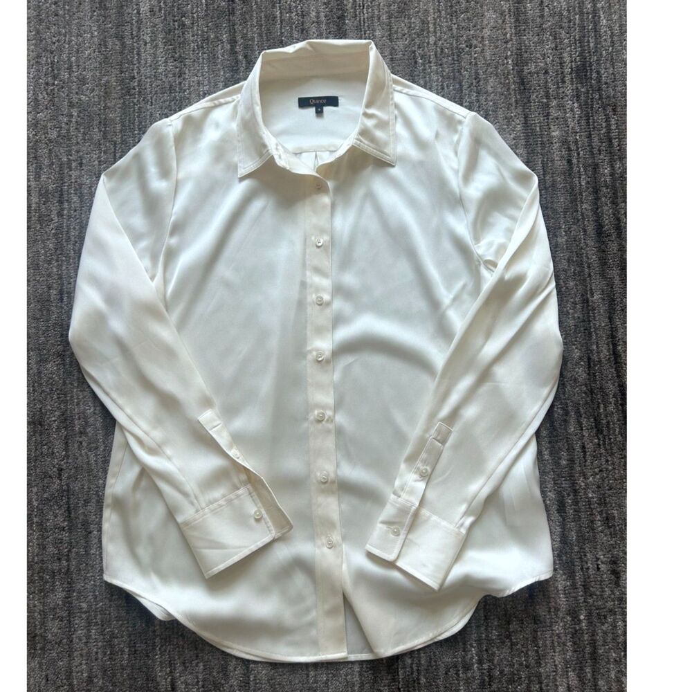 Quince Stretch Silk Button Down Shirt Blouse S
